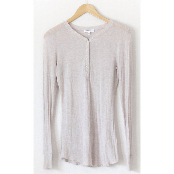 Aritzia Tops Aritzia Community Womens Size Small Sheer Lightweight Henley Wool Rayon Beige